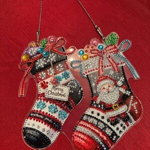 Diamond Painting Stocking Sun Catcher or Wall Hanging